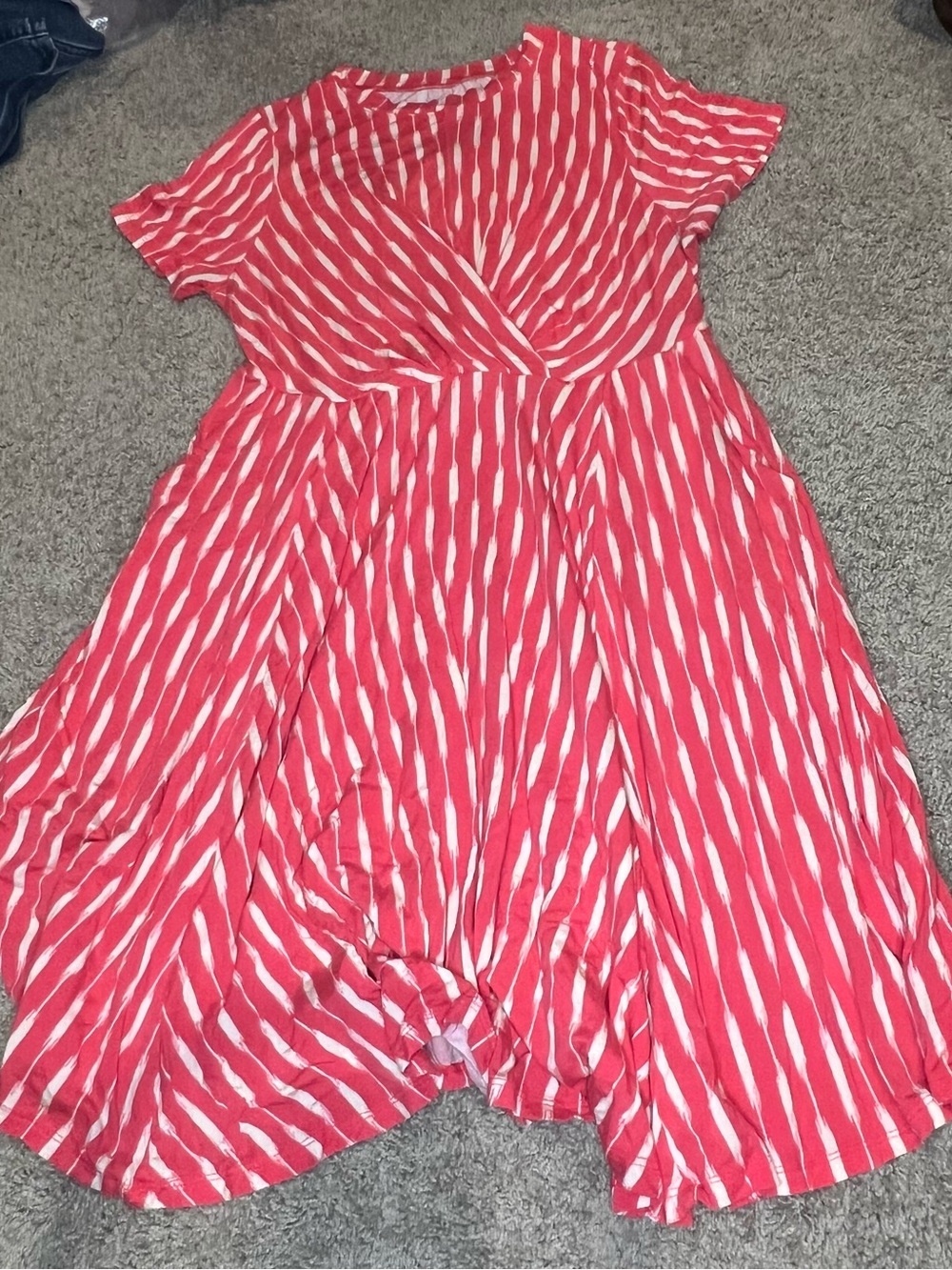 TORRID size 0 Super Soft Red and White Striped Wrap-Style Dress